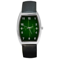 Heart Rate Green Line Light Healty Barrel Style Metal Watch by Mariart