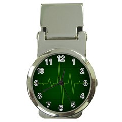 Heart Rate Green Line Light Healty Money Clip Watches