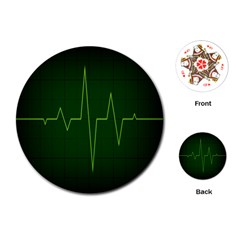 Heart Rate Green Line Light Healty Playing Cards (round) 