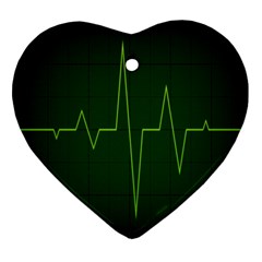 Heart Rate Green Line Light Healty Heart Ornament (two Sides)