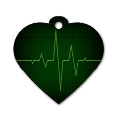 Heart Rate Green Line Light Healty Dog Tag Heart (one Side) by Mariart
