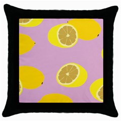 Fruit Lemons Orange Purple Throw Pillow Case (black) by Mariart