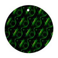 Green Eye Line Triangle Poljka Ornament (round) by Mariart