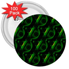 Green Eye Line Triangle Poljka 3  Buttons (100 Pack) 