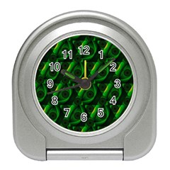 Green Eye Line Triangle Poljka Travel Alarm Clocks by Mariart