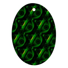 Green Eye Line Triangle Poljka Oval Ornament (two Sides) by Mariart