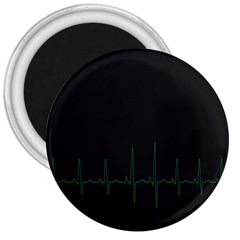 Heart Rate Line Green Black Wave Chevron Waves 3  Magnets