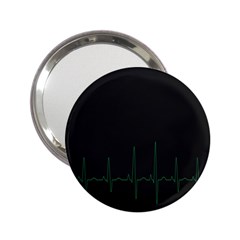 Heart Rate Line Green Black Wave Chevron Waves 2 25  Handbag Mirrors