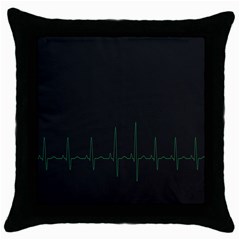 Heart Rate Line Green Black Wave Chevron Waves Throw Pillow Case (black) by Mariart