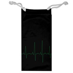 Heart Rate Line Green Black Wave Chevron Waves Jewelry Bag by Mariart