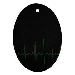 Heart Rate Line Green Black Wave Chevron Waves Oval Ornament (two Sides) by Mariart