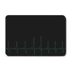 Heart Rate Line Green Black Wave Chevron Waves Small Doormat  by Mariart