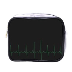 Heart Rate Line Green Black Wave Chevron Waves Mini Toiletries Bags by Mariart
