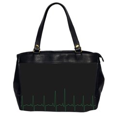 Heart Rate Line Green Black Wave Chevron Waves Office Handbags (2 Sides)  by Mariart