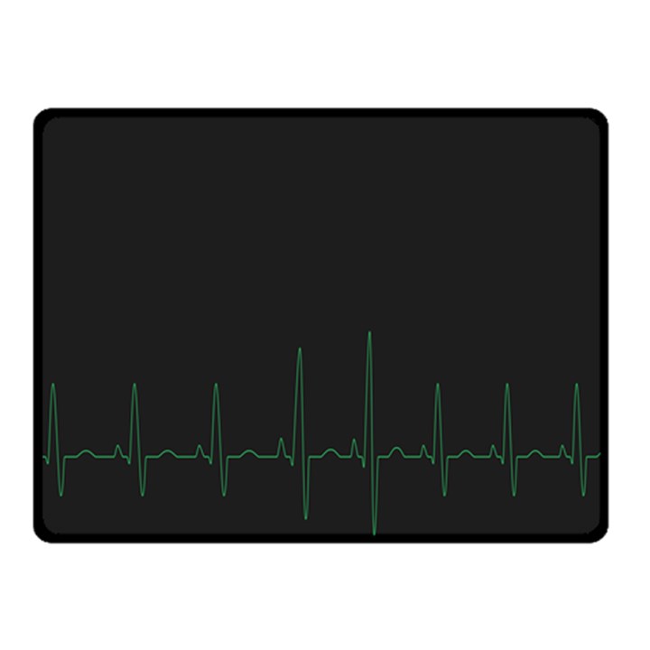 Heart Rate Line Green Black Wave Chevron Waves Double Sided Fleece Blanket (Small) 