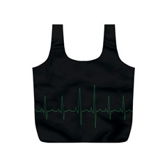Heart Rate Line Green Black Wave Chevron Waves Full Print Recycle Bags (s)  by Mariart