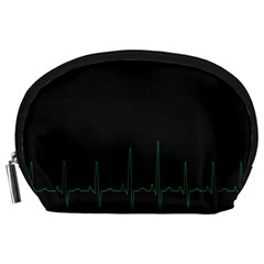 Heart Rate Line Green Black Wave Chevron Waves Accessory Pouches (large)  by Mariart