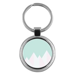 Montain Blue Snow Chevron Wave Pink Key Chains (round)  by Mariart