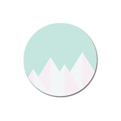 Montain Blue Snow Chevron Wave Pink Magnet 3  (round) by Mariart