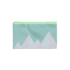 Montain Blue Snow Chevron Wave Pink Cosmetic Bag (xs) by Mariart