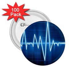 Heart Monitoring Rate Line Waves Wave Chevron Blue 2 25  Buttons (100 Pack)  by Mariart