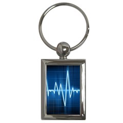 Heart Monitoring Rate Line Waves Wave Chevron Blue Key Chains (rectangle) 