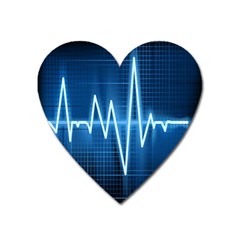 Heart Monitoring Rate Line Waves Wave Chevron Blue Heart Magnet