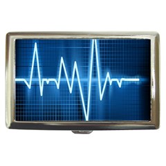 Heart Monitoring Rate Line Waves Wave Chevron Blue Cigarette Money Cases by Mariart