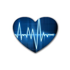 Heart Monitoring Rate Line Waves Wave Chevron Blue Heart Coaster (4 Pack) 