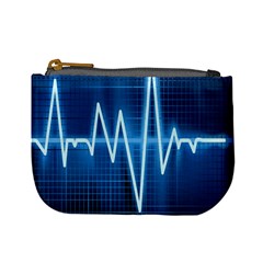 Heart Monitoring Rate Line Waves Wave Chevron Blue Mini Coin Purses