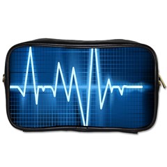 Heart Monitoring Rate Line Waves Wave Chevron Blue Toiletries Bags
