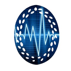 Heart Monitoring Rate Line Waves Wave Chevron Blue Oval Filigree Ornament (two Sides) by Mariart