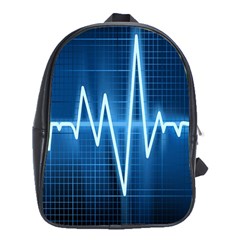 Heart Monitoring Rate Line Waves Wave Chevron Blue School Bags (xl) 
