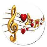 Music Notes Heart Beat Magnet 5  (Round) Front