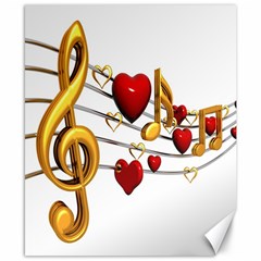 Music Notes Heart Beat Canvas 8  X 10 