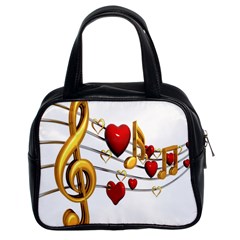 Music Notes Heart Beat Classic Handbags (2 Sides)