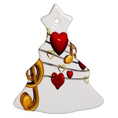 Music Notes Heart Beat Christmas Tree Ornament (two Sides) by Mariart