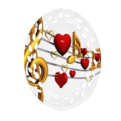 Music Notes Heart Beat Ornament (oval Filigree) by Mariart