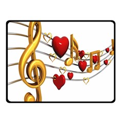 Music Notes Heart Beat Double Sided Fleece Blanket (small) 