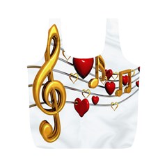 Music Notes Heart Beat Full Print Recycle Bags (m) 