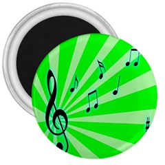 Music Notes Light Line Green 3  Magnets