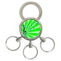 Music Notes Light Line Green 3-ring Key Chains by Mariart