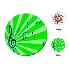 Music Notes Light Line Green Playing Cards (round) 