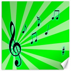 Music Notes Light Line Green Canvas 12  X 12  