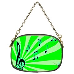 Music Notes Light Line Green Chain Purses (two Sides)  by Mariart