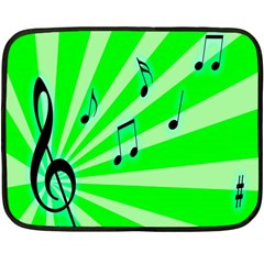 Music Notes Light Line Green Fleece Blanket (mini) by Mariart