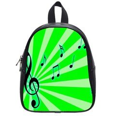 Music Notes Light Line Green School Bags (small)  by Mariart