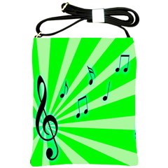 Music Notes Light Line Green Shoulder Sling Bags by Mariart