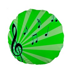 Music Notes Light Line Green Standard 15  Premium Round Cushions