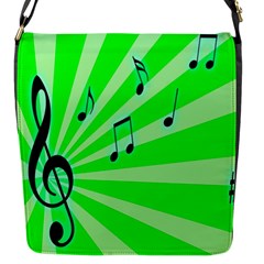 Music Notes Light Line Green Flap Messenger Bag (s)